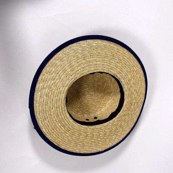 JIMMY CHOO x MYTHERESA Natural Straw Navy Trim 'Panama' Hat - Picture 6 of 9